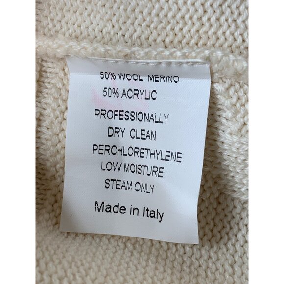 Gispa Wool Cardigan Textured XL Oversized Shawl Collar Beige Italy RAA10425 - Picture 3 of 6